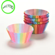 3035# Радужный цвет, 100 шт, форма для выпечки кексов, бумажные коробки для кексов, коробка для кексов, поднос для кексов, формы для украшения тортов, инструменты