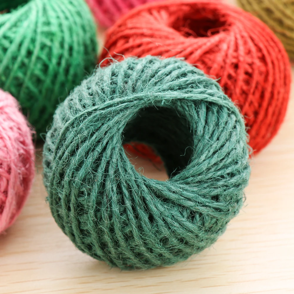 

High Quality 1Roll Colorful 30/50M Natural Burlap Hessian Twine Cord String Gift Packing Jute Rope Event & Party Supplies