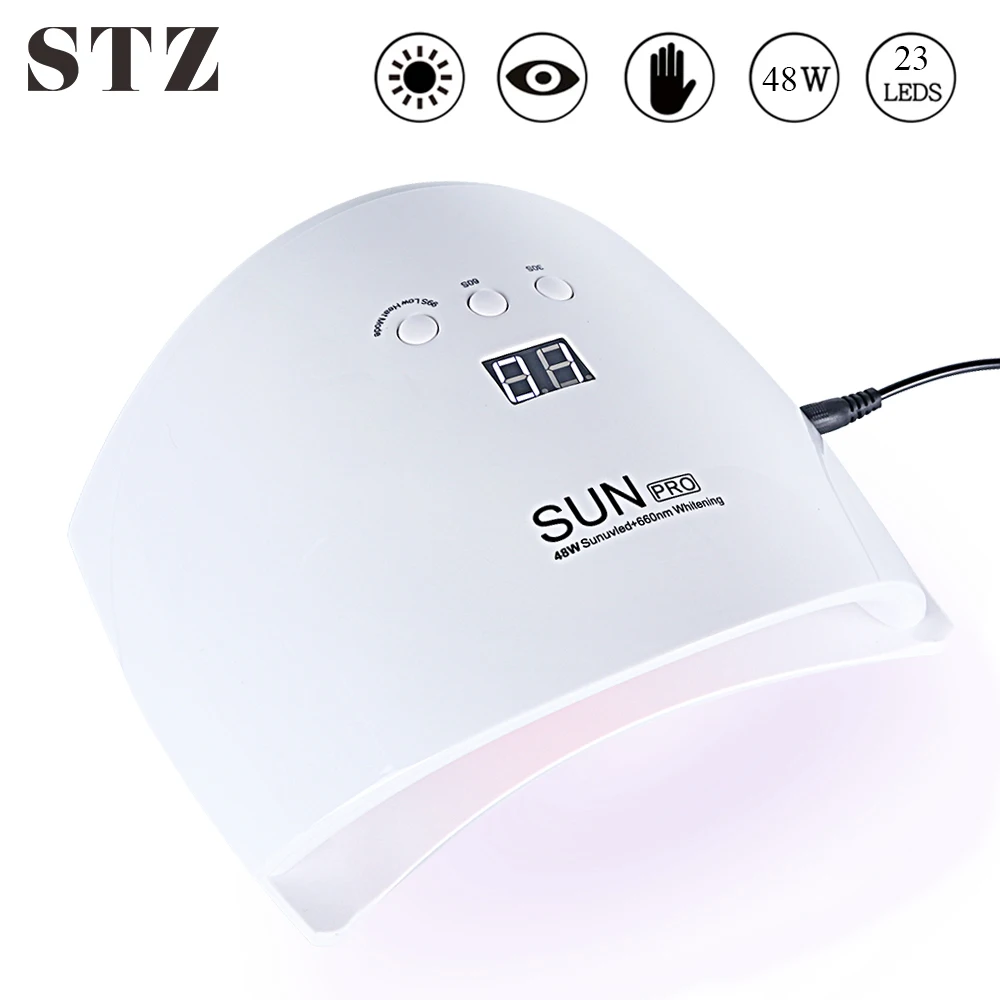 

STZ 48W UV LED Lamp All Type Gel Polish Curing Lamp for Manicure EU/US/UK/AU Plug Nail Dryer With LCD Display Nail Tools SUN PRO
