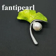 Милые жемчужные броши, стразы, эмаль, листья гинкго, кристалл, ювелирные изделия для мужчин и женщин, корсаж, клипсы для костюма, шарфа, платья Z060