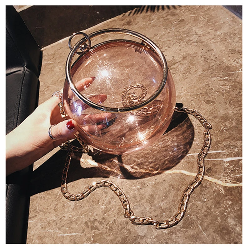 

Summer Beach Transparent Jelly Bag Round Shoulder Bag Chain Handbag Luxury brand PVC Crossbody Shoulder Messenger Bags