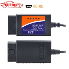 wholesale OBD2/OBDII scanner ELM 327 USB V2.1 car diagnostic tool OBD 2 interface scanner ELM327USB free shipping