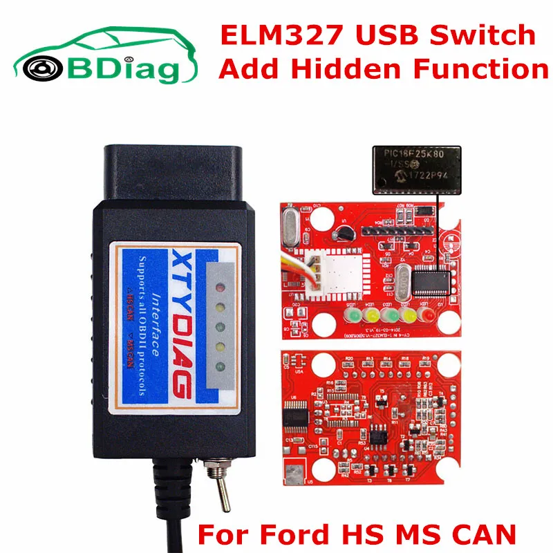 Автомобильный сканер ELM327 с выключателем для HS/MS CAN BUS USB ELM 327 V1.5 PIC18F25K80 чипы полной