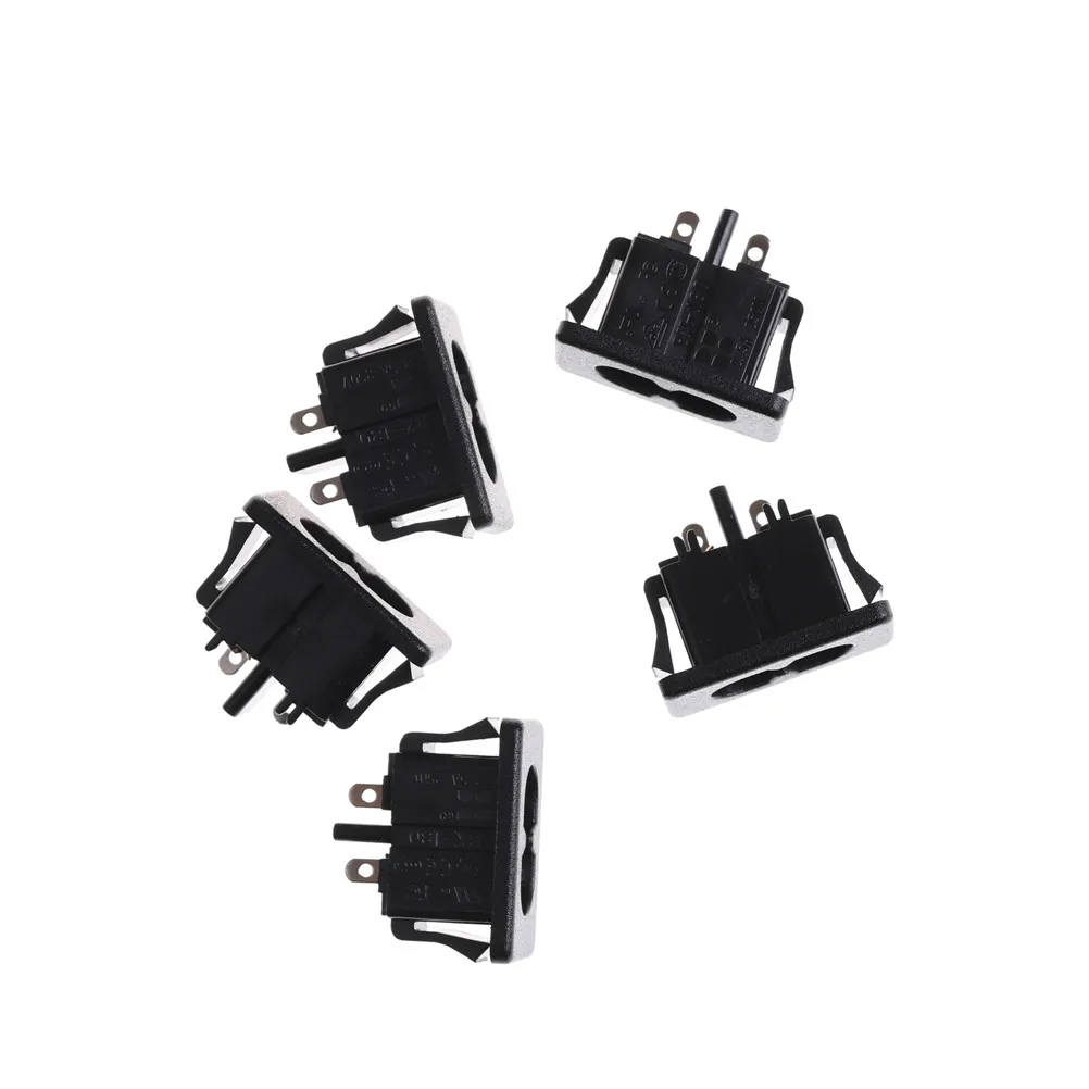 

5Pcs AC250V 2.5A IEC320 C8 Male 2 Pins Black Power Inlet Socket 28 x 16mm Panel Embedded