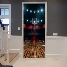 3D наклейки на дверь, креативные баскетбольные стенды, водонепроницаемые обои для гостиной, спальни, самоклеющиеся художественные настенные наклейки