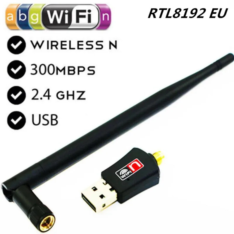 Сетевая карта RTL 8192EU 2T2R 300 Мбит/с USB Wifi адаптер с 802.11n/g/b 5dBi антенной Нано