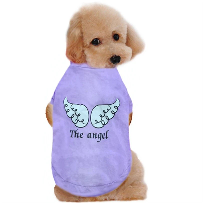 

1 PC Pet Clothes For Small Dogs Cats XS-L Dog Pet Spring Summer The Angel Vest Sleeveless T-Shirts Clothes Wholesale 40D19