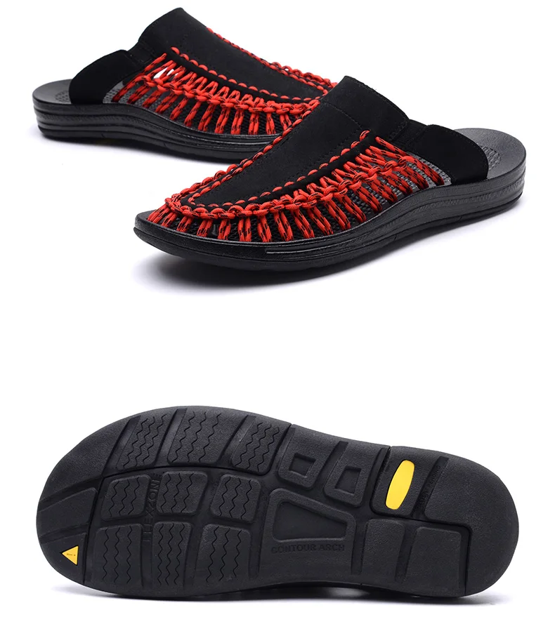 JawayKids удобные тапочки для Для мужчин и женские летние босоножки Человек тканый верх Slip-on прогулочная обувь повседневные сандалии