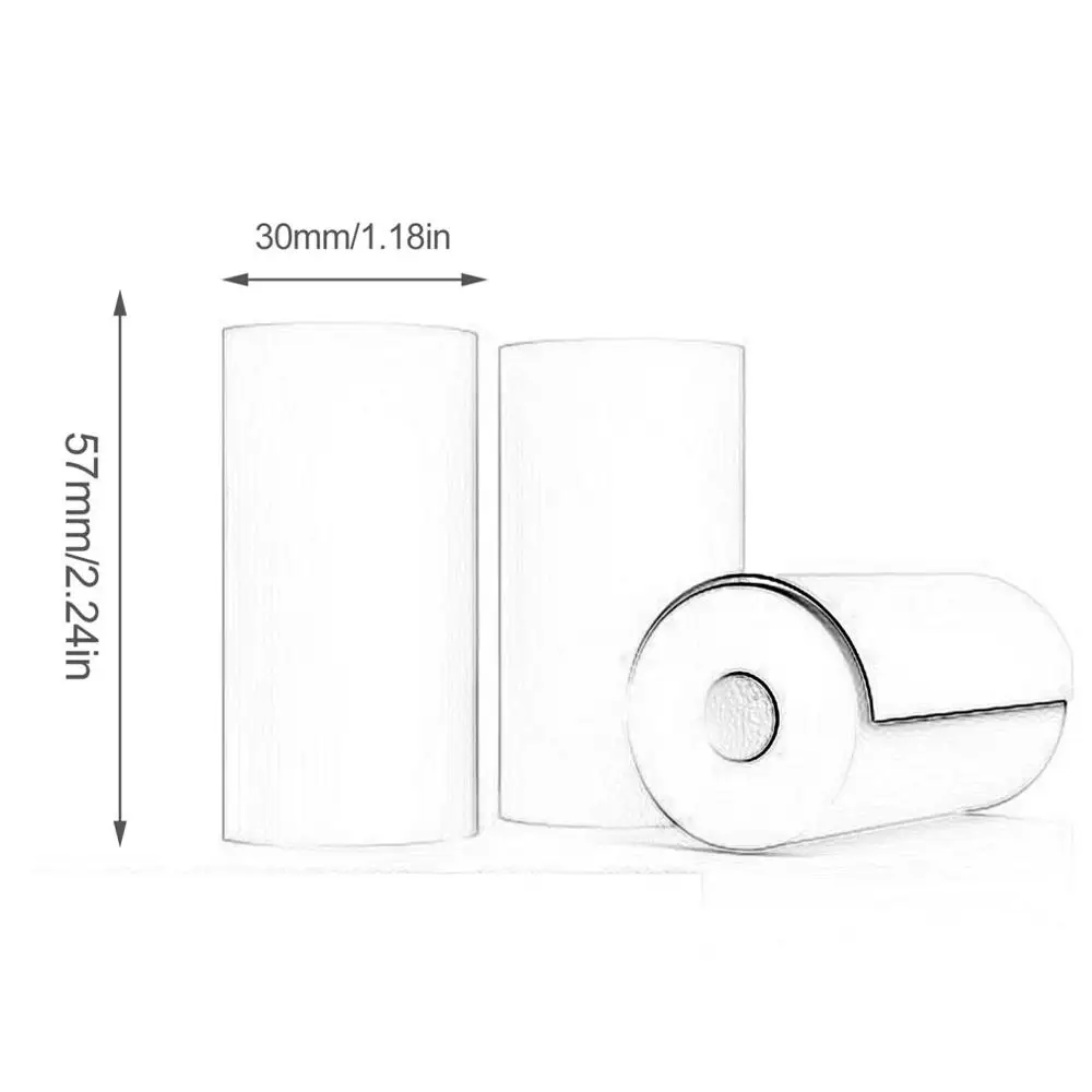 3 Roll Printable Sticker Paper Direct Thermal Paper Self-Adhesive 57x30mm for PAPERANG Portable Pocket Printer