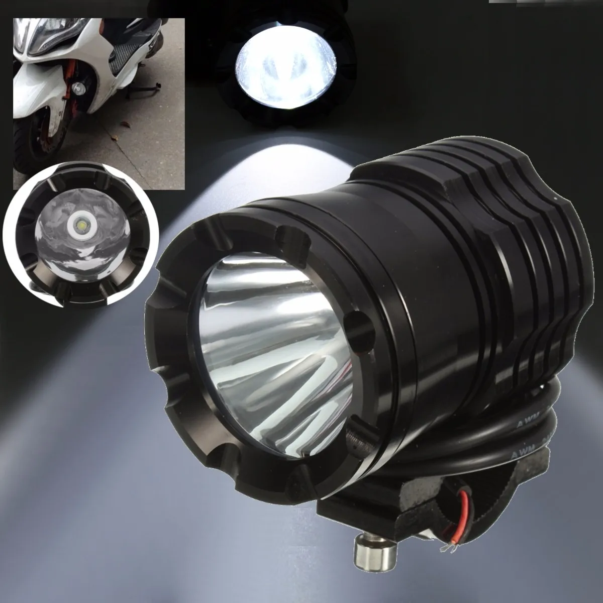 

Universal Motorcycle U3 LED Headlights Spot Light Fog Lamp 30W 1200LM 12-80V For Off Road Car SUV ATV Boat