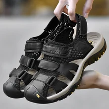 Обувь для мужчин; коллекция года; Летние сандалии; обувь из натуральной кожи; модные шлепанцы; обувь для двух видов использования; легкая обувь; DD084