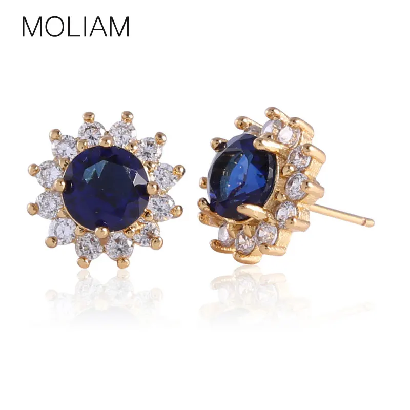 

MOLIAM Amazing Earing for Womens Gold-Color Zirconia Stones Female Stud Earrings Charms Jewelry Brinco Earing Jewelry MLE300