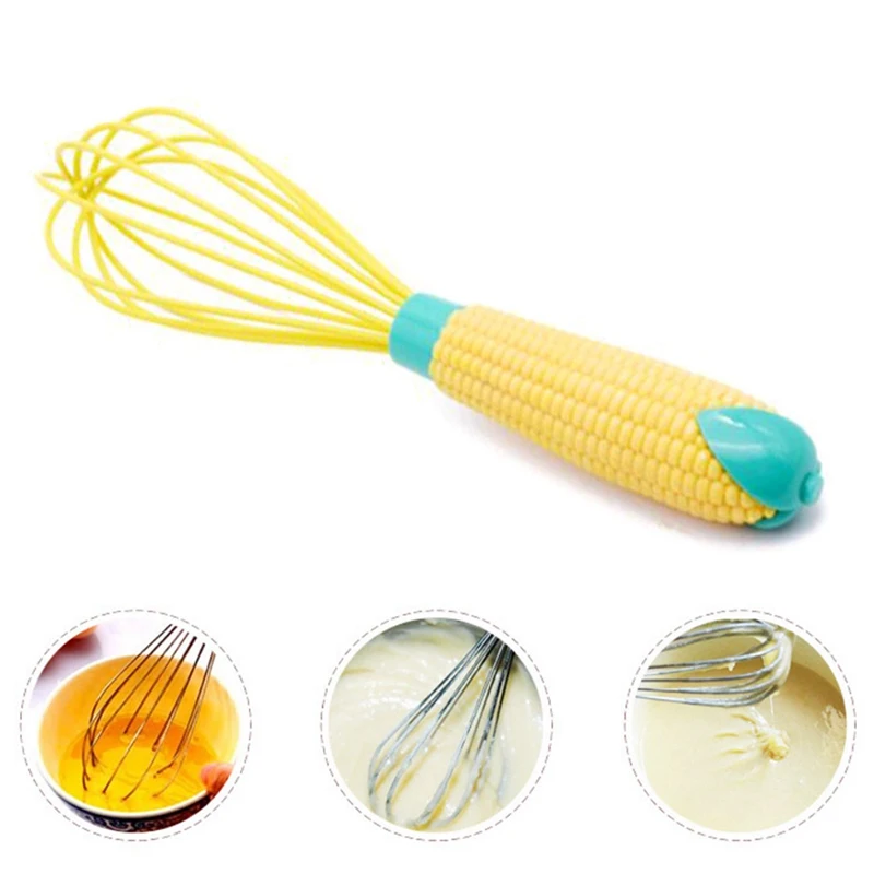 Corn Shape Handle Silicone Egg Beater Plastic Manual Beaters Hand Egg