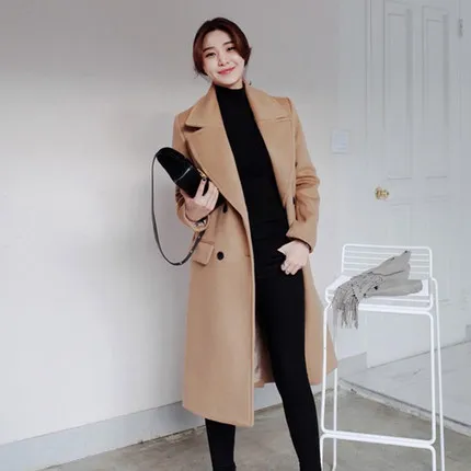 Новая Корейская версия шерстяная куртка Корейская весна и осень и зима женское длинное двухстороннее шерстяное пальто для женщин