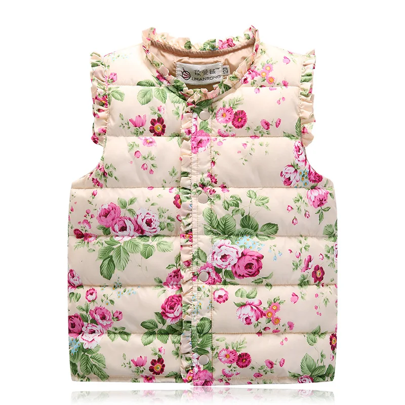 

Sweet Floral Children's Girls Jackets Cotton Warm Kids Vest for Girl Waistcoat Children Baby Girl Outerwear Coat Kids Clothing