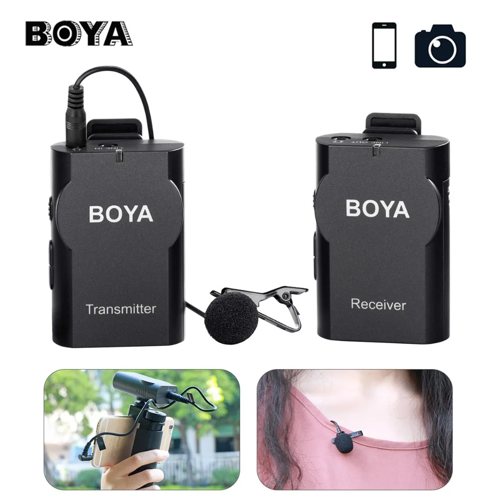 

BOYA BY-WM4 Wireless Microphone System Audio Recording Interview Lapel Mic for iPhone X Samsung Canon Nikon DSLR Camera DV Mic