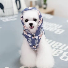 Pets Winter Dogs Clothes Flowers Print Warm Jackets With Cap For Dog And Cats