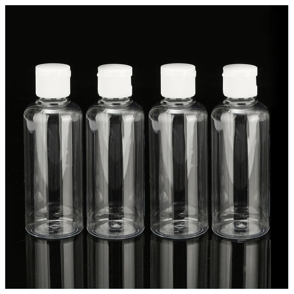 

YOST-4 x 100ml Plastic Clear Flip Bottles Travel Shampoo Lotion Cosmetic Container