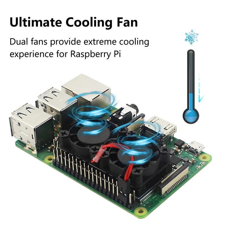Raspberry Pi двойной вентилятор с радиатором Ultimate двойные Охлаждающие вентиляторы, охладитель для Raspberry Pi 3 Model B + Plus или 3B