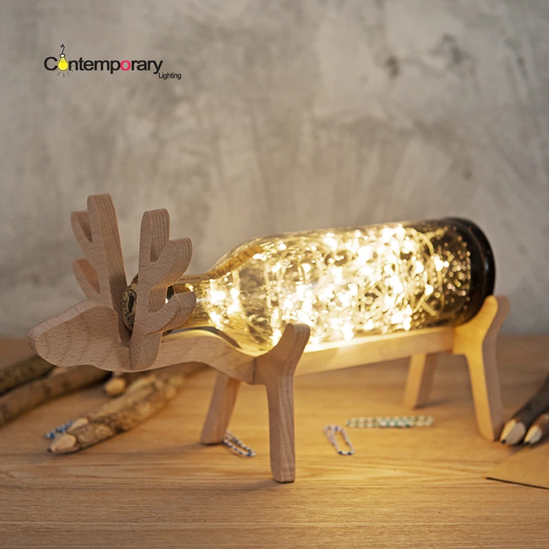 Japanese style Simple designs and clever with a clean look Deer Winebottle Table Lamp Wonderful looking reindeer inspired