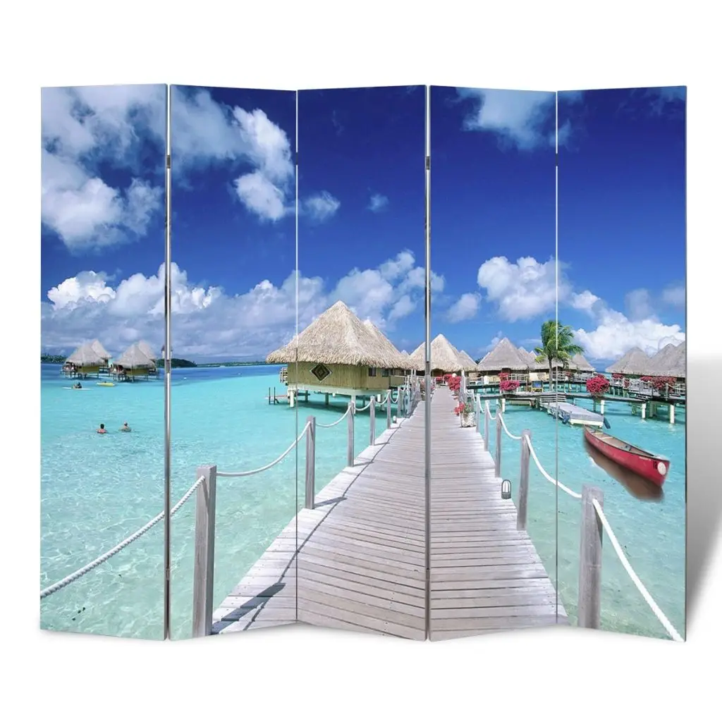 vidaXL Room Divider Beach Print 78.7" x 70.9"in Screens & Room Dividers from Home & Garden on