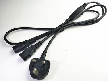 

One to two Britain plug To C13 BS female Socket Short Adapter 1 points 2 Cable For UPS PDU About 60CM,France Britain Power Cord