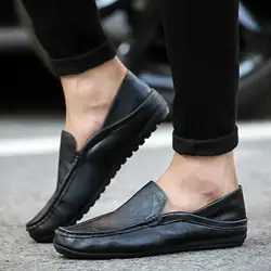 Новинка 2017 года брендовая Повседневная Обувь Модные мужские лоферы мужские мокасины обувь для вождения Высокое качество Туфли без