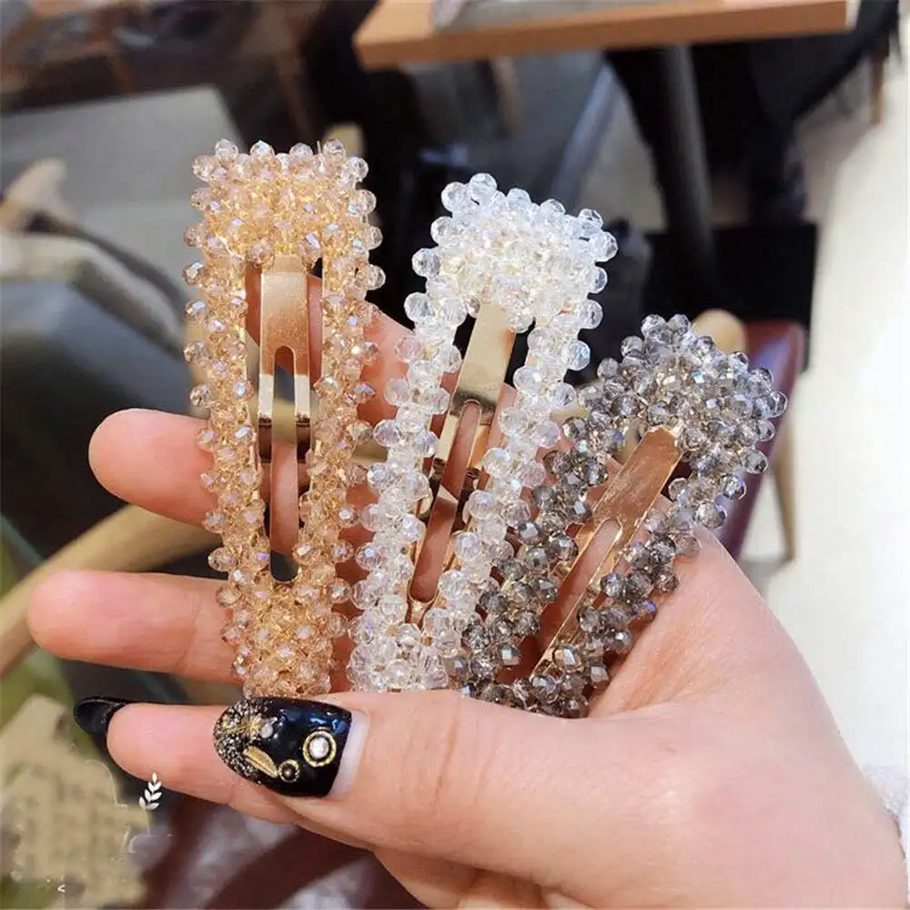 2019 Bling Rectangle Crystal Pearl Hair Clip Snap Barrette Stick Hairpin Hair Styling Accessories For Women 2019 Bling Rectangle Crystal Pearl Hair Clip Snap Barrette Stick Hairpin Hair Styling Accessories For Women