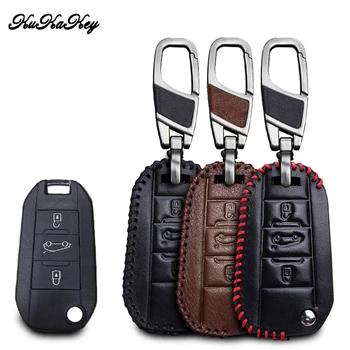 

KUKAKEY Genuine Leather Car Key Case For Citroen Triunph Sega CACTUS C5 C3 C4L AIRCORSS Key Cover Holder Car Styling Keychain