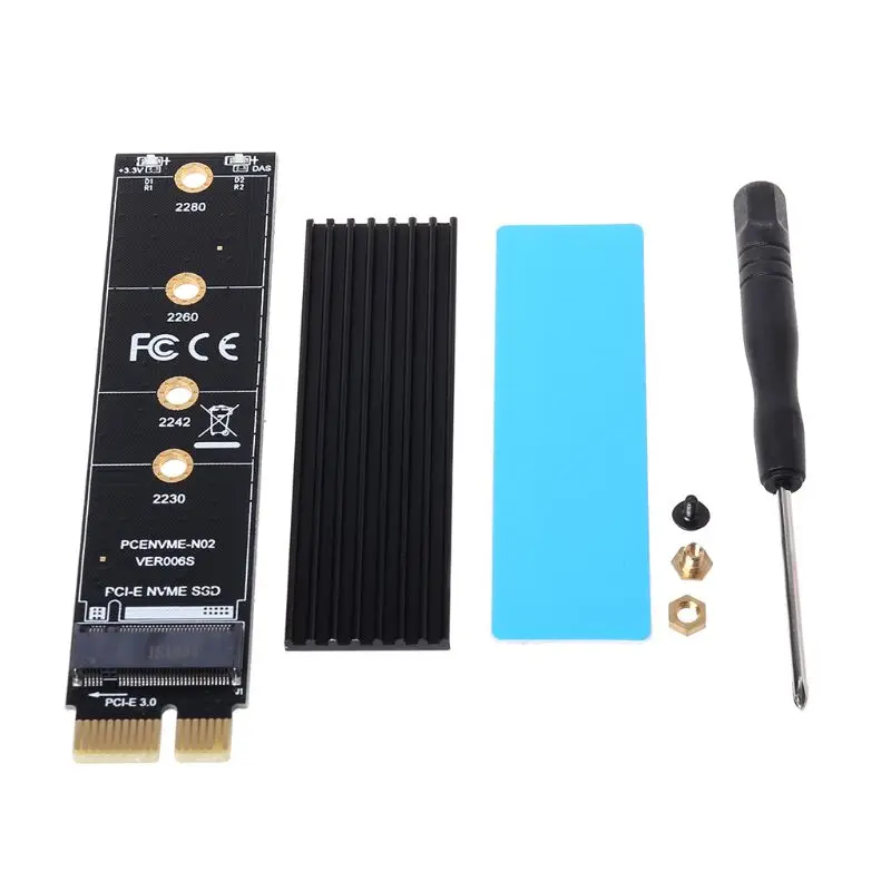 NGFF(M.2) NVME M Key SSD to PCI- E 1X Adapter Card Heatsink