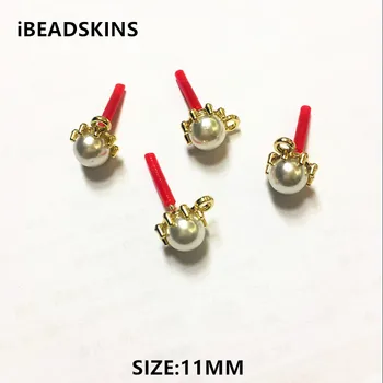 

New arrival! 11mm 100pcs/lot gold color Zinc alloy and imitation pearl earrings base accessories for Earrings DIY( as shown)-3