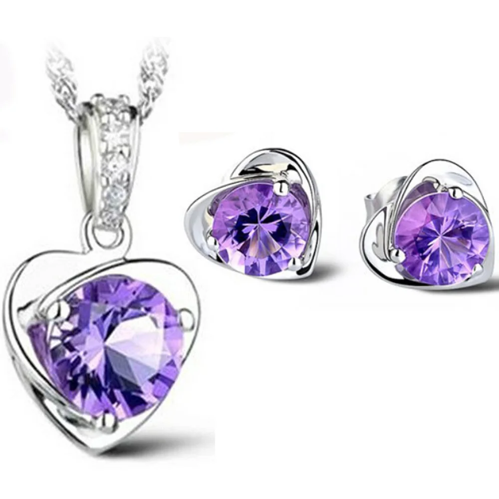 Buy Valentine's Fashion Jewelry Sets Silver AAA Cubic