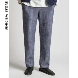 Sinicism магазин человек плюс Размеры хлопковые льняные штаны мужские джоггеры Повседневное прямые брюки мужские летние китайский Стиль брюки
