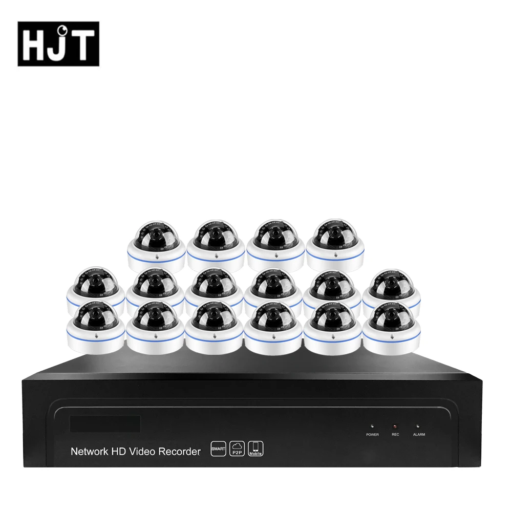 HJT 16CH H.264/H.265 1080P 2.0MP POE 48В комплект ip-камера NVR P2P CCTV камера для помещений 15IR ночное