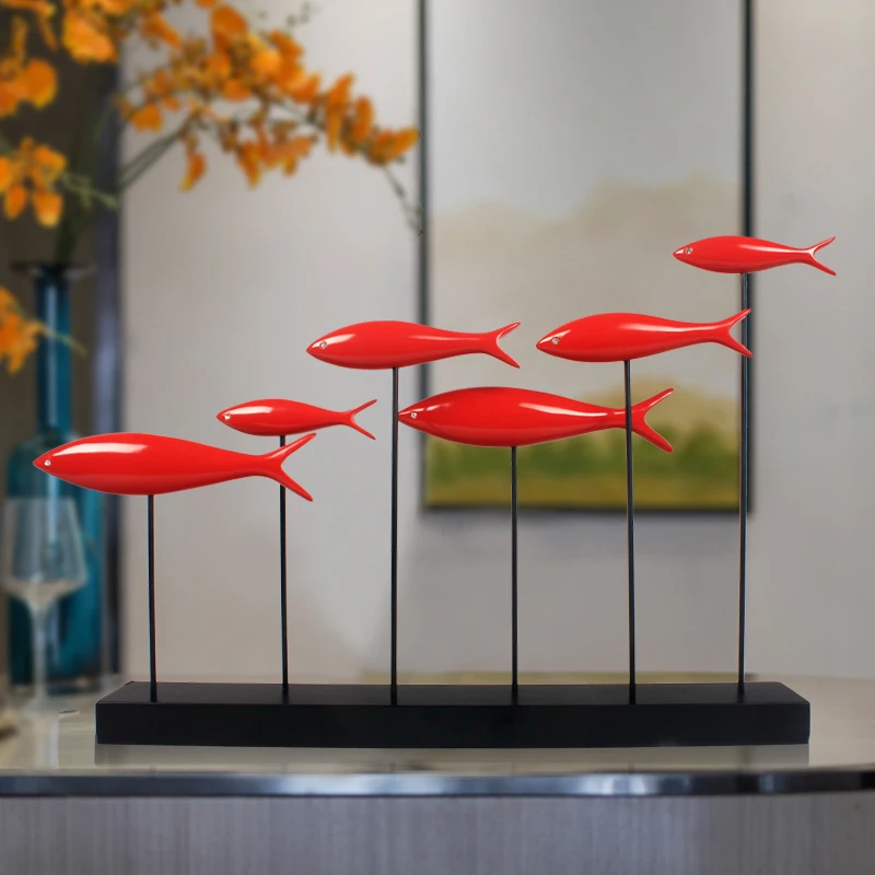 

Modern Minimalist Creative Resin Group Fishes Figurine Home Accessories Decortion Craft Desktop Neoclassical Abstract Sculptures