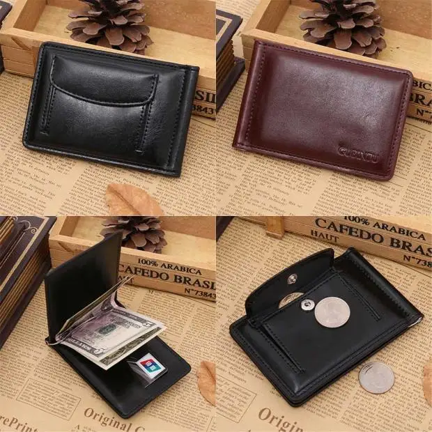 

Men Leather Card Cash Bifold Wallet 40#