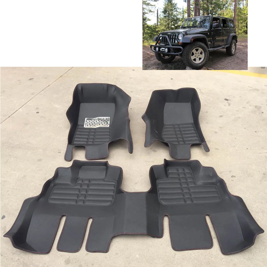 fast shipping waterproof fiber leather car floor mat rug for jeep