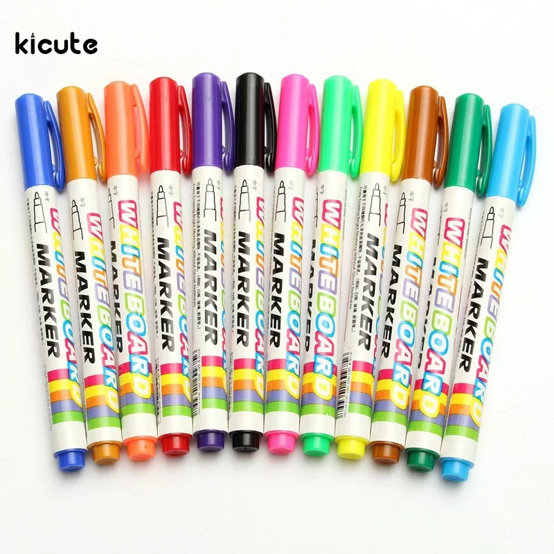 12Pcs New 12 Colors White Board Maker Pen Whiteboard Marker Liquid