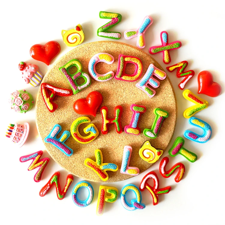 

Colorful English Letter Resin Fridge Magnet Refrigerator Decoration Magnetic Button Magnet Stickers for Puzzle Educational Toy