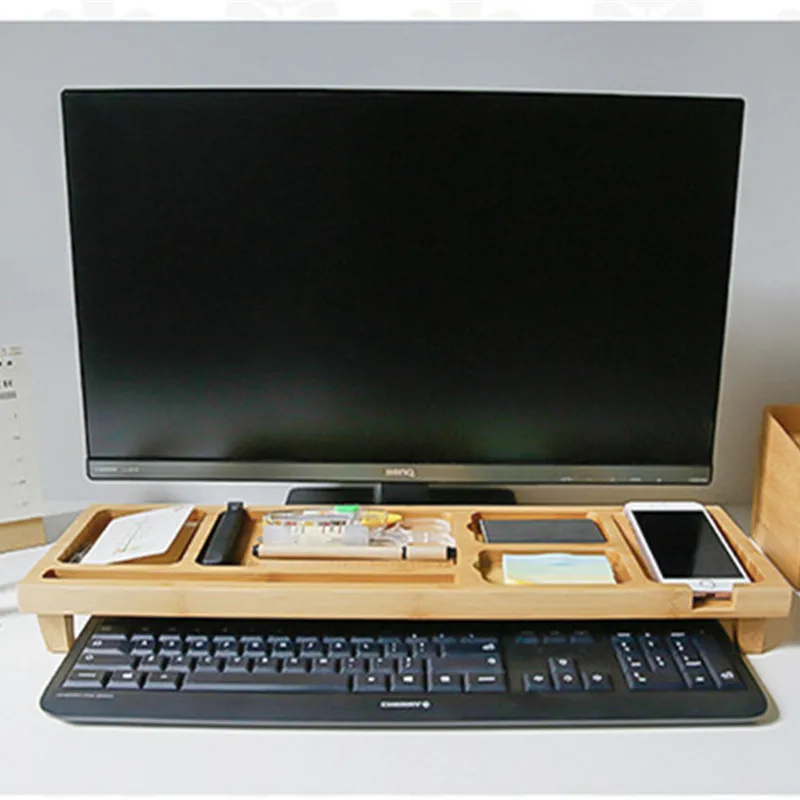 Bamboo Computer Keyboard Holder Modern Style Natural Wood