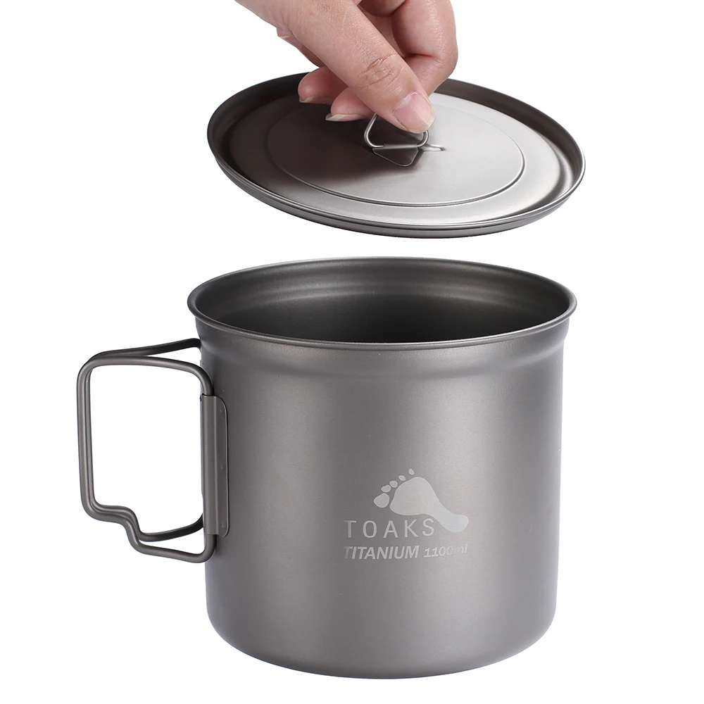 TOAKS POT-1100 de titanio olla taza Camping al aire libre de recipiente con tapa
