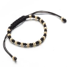 Женские браслеты с золотыми бусинами, трендовые очаровательные медные плетеные браслеты, женская модная бижутерия,, B020301-303