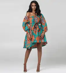 Сексуальная мода 2019 года в африканском стиле, женская летняя эластичная юбка с разрезом на плече, с цифровым принтом, пышная Свободная юбка