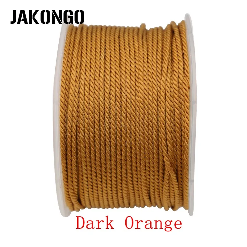 JAKONGO 1,5 мм шелковистый Плетеный Миланский шнур нить для изготовления ювелирных изделий веревка для DIY браслета ожерелье ручной работы 50 ярдов 16 цветов - Цвет: dark orange