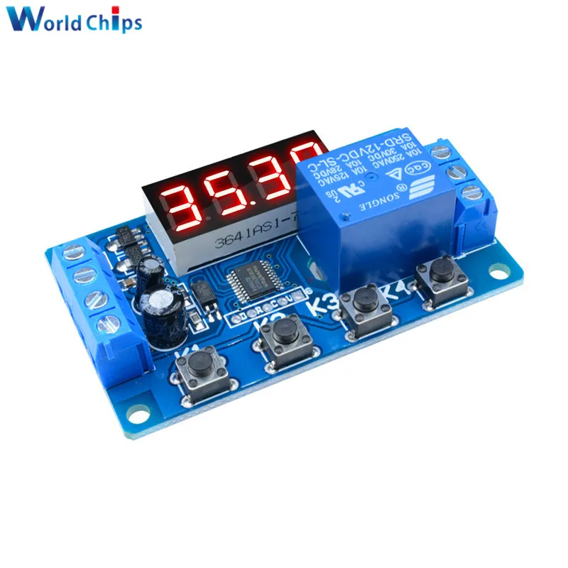 

DC 5V 12V 24V 10A Digital LED Delay Relay Multifunction Trigger Time Timer Circuit Control Cycle Switch PLC Module For Motor