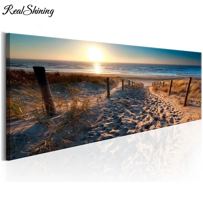 

5D Diy Diamond Painting Seascape Beach Sands Pictures Of Rhinestones, Diamond Embroidery Cross Stitch Full Square Mosaic FS3492