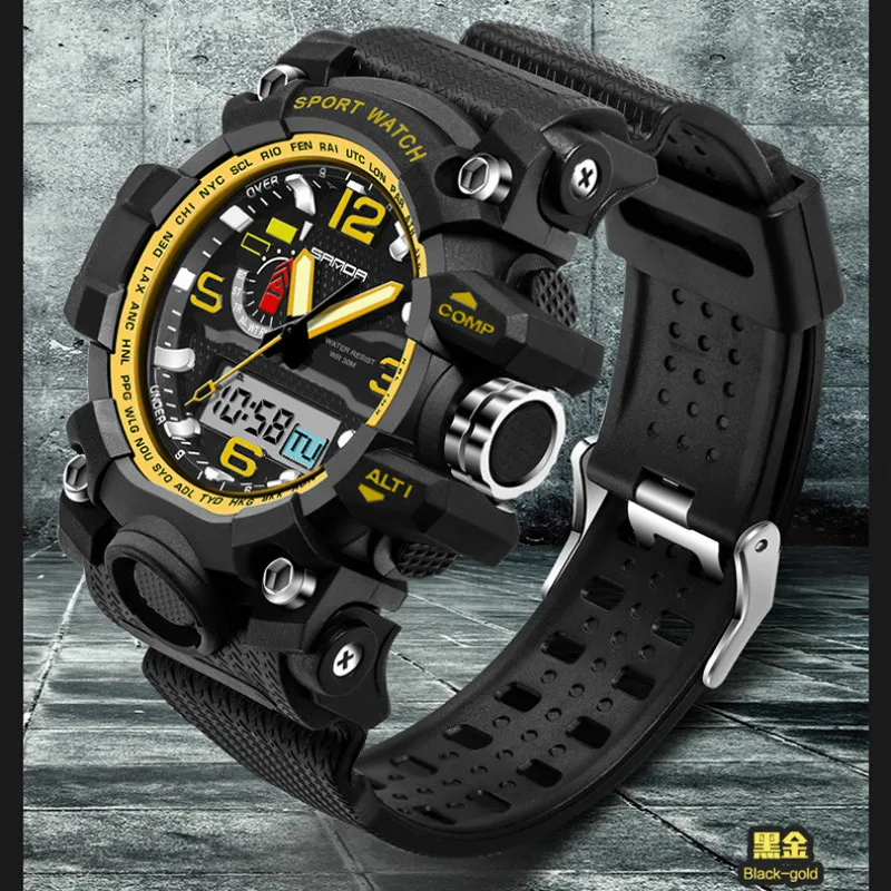 Бренд SANDA G стиль мужские военные цифровые часы водонепроницаемые спортивные ударные многофункциональные часы светодиодный цифровые часы мужские часы