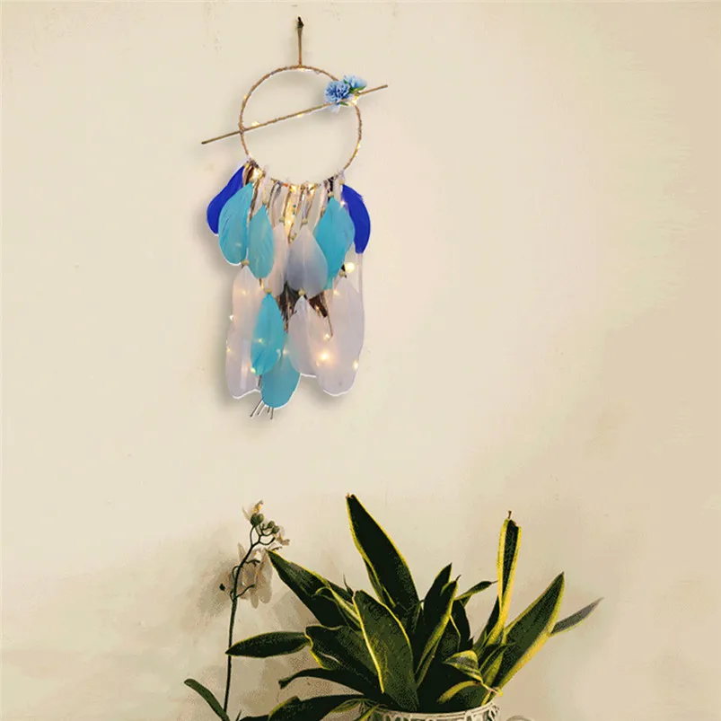 Vintage Home Decoration Dreamcatcher 2 Meter 20LED Feather  Lighting Girl Room Bell Bedroom Romantic Decoration 35JY2405