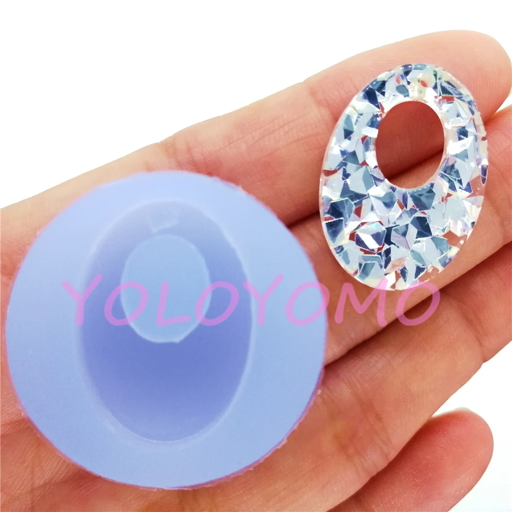 

B330YL Oval Earrings Silicone Mold Craft Resin Art Jewelry Pendant Necklace Making Fondant Decoration Clay 25.1mm x 17.7mm