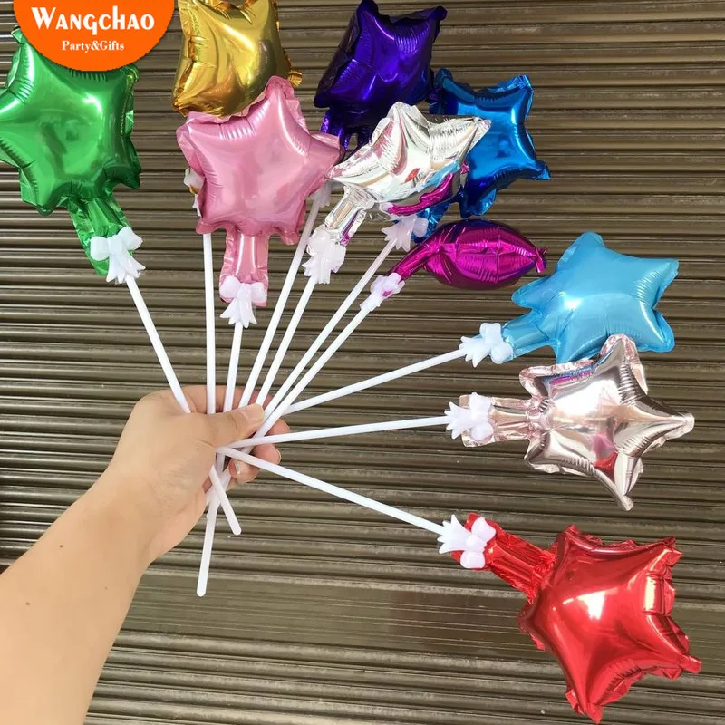 

5 Inch Star Heart Shaped Foil Balloons Cake Topper Mixed Color Happy Birthday Cake Decoration Candy Bar Party Accessories